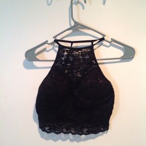 Black crop lace top